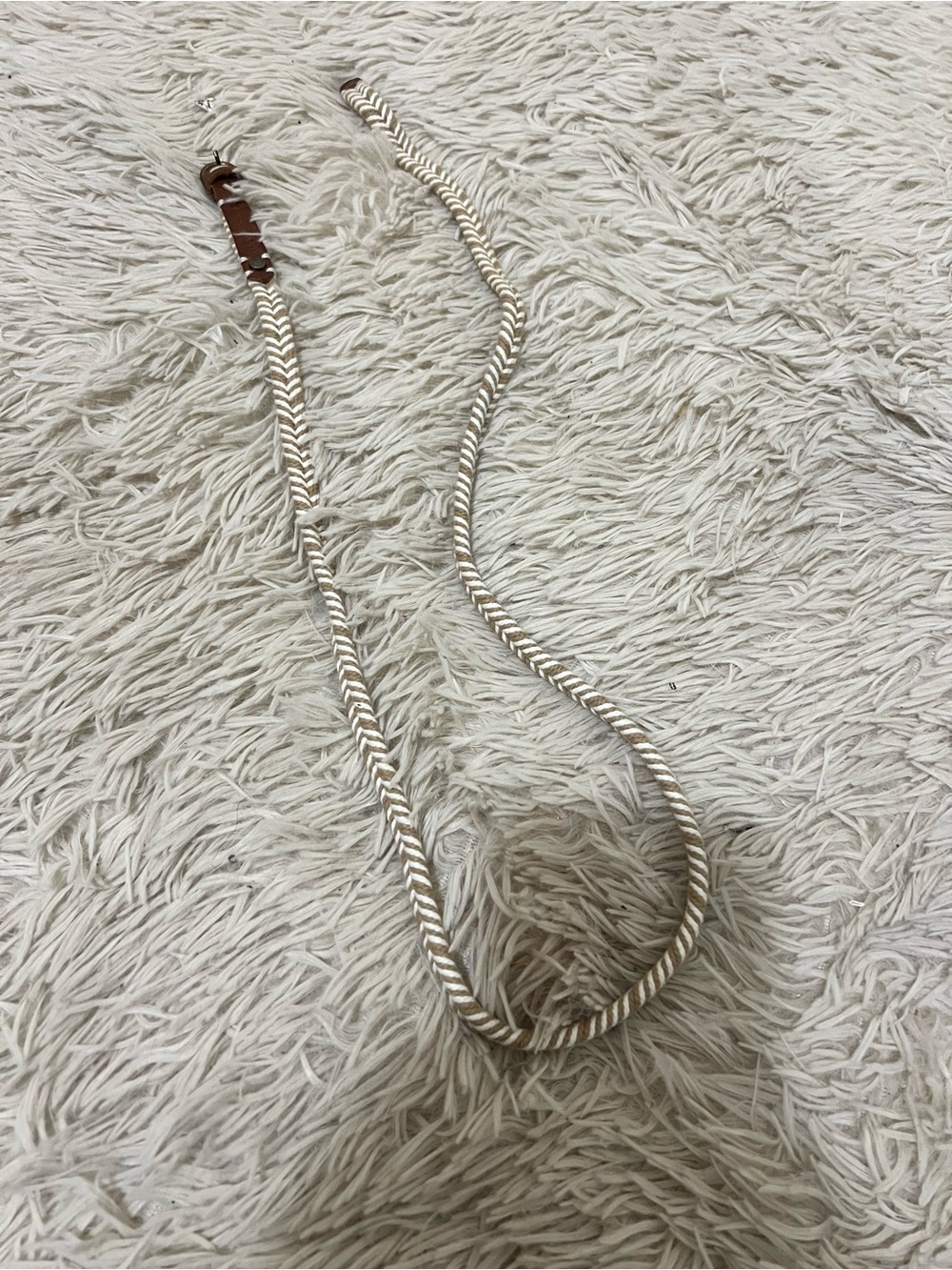 Armani Exchange Cream and Brown Braided Rope Belt